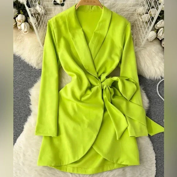 Summer Solid Color Long Sleeve Casual Party Dress. - Picture 1 of 6